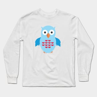 Blue & Red Owl Long Sleeve T-Shirt